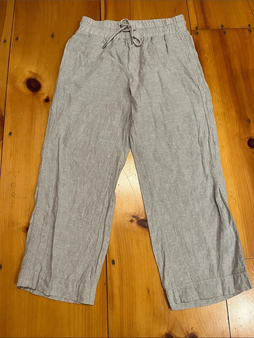 QUINCE M Flax 100% European Linen Wide Leg Pants Drawstring Pockets